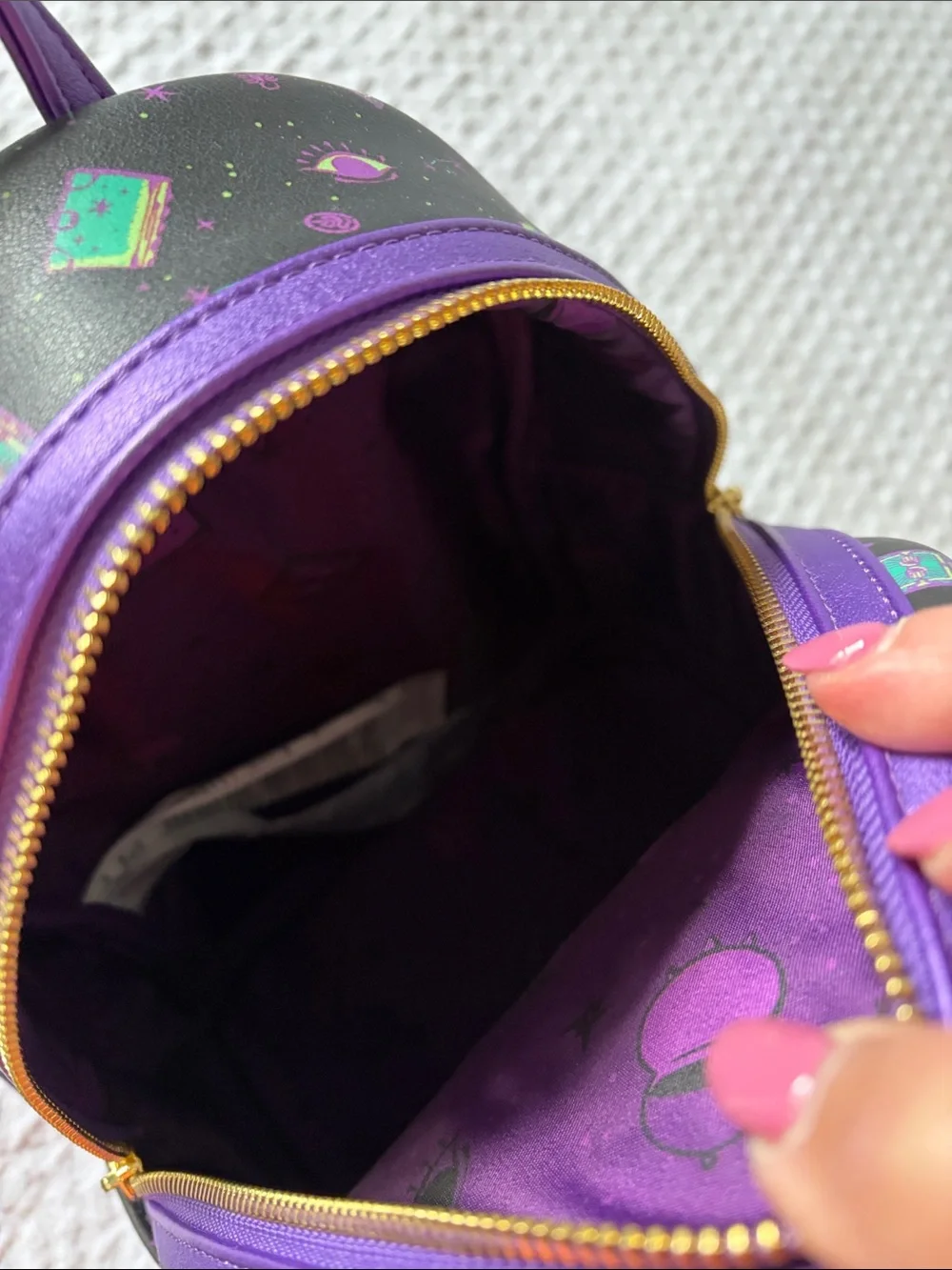 Disney Parks Loungefly Hocus-Pocus Mini Purple and Teal Space Print Backpack
